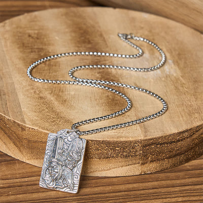Buddha Stones Copper Black White Impermanence Pattern Balance Pendant Necklace - image 7
