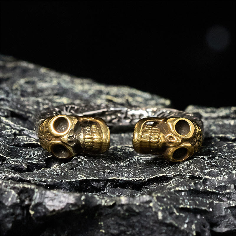 Buddha Stones The Lord Of The Corpse Forest Copper Double Skull Keep Away Evil Spirits Ring - image 3