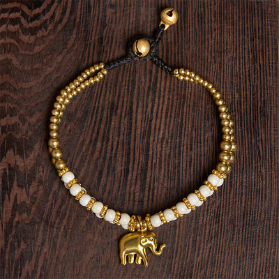 Buddha Stones Turquoise Elephant Luck Double-layer Plated Copper Strength Bracelet - image 1