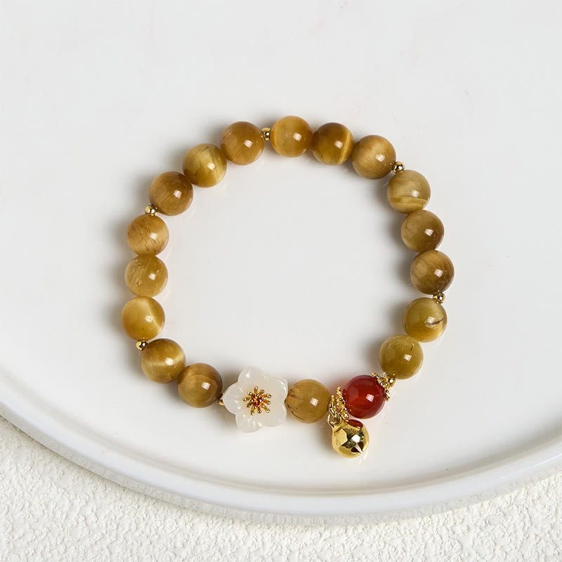 Buddha Stones Natural Golden Tiger Eye Bell Flower Courage Bracelet - image 2