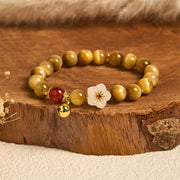 Foviel Natural Golden Tiger Eye Bell Flower Courage Bracelet