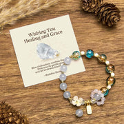 Foviel "Wishing You Healing and Grace" Blue Chalcedony Bracelet Includes Gift Message Card