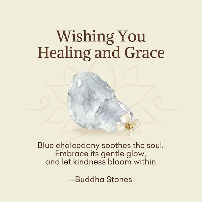 Buddha Stones "Wishing You Healing and Grace" Blue Chalcedony Bracelet Includes Gift Message Card - image 2