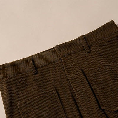 Buddha Stones Plain Corduroy Polyester Women's Buttons Wide Leg Pants With Pockets - image 8