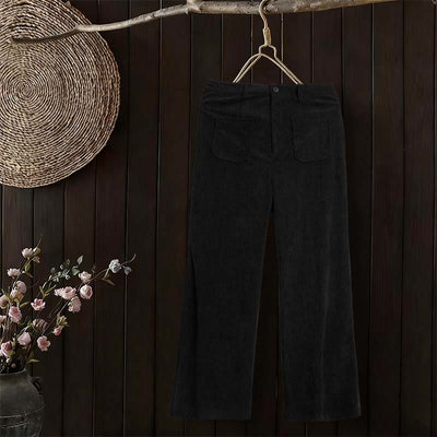 Buddha Stones Plain Corduroy Polyester Women's Buttons Wide Leg Pants With Pockets - image 25