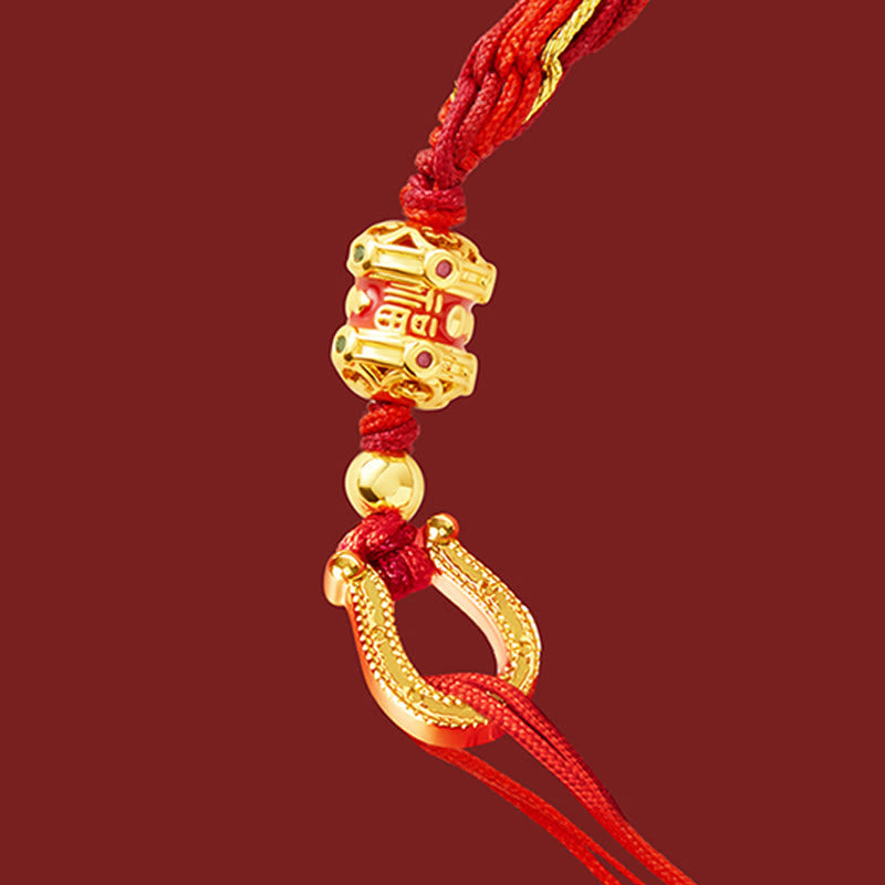 Buddha Stones Copper Plated 18k Gold Year Of The Horse Fu Character Red String Luck Braided Bracelet - image 9