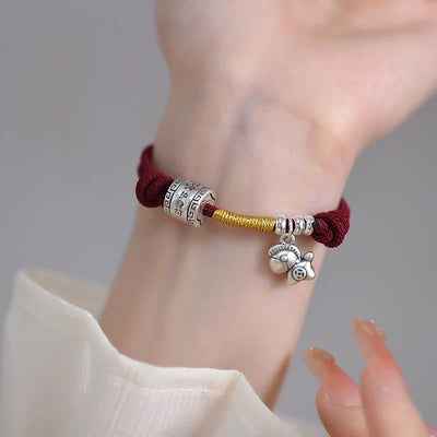Buddha Stones 999 Sterling Silver Year Of The Horse Lucky Bead Protection Red Rope Bracelet - image 4