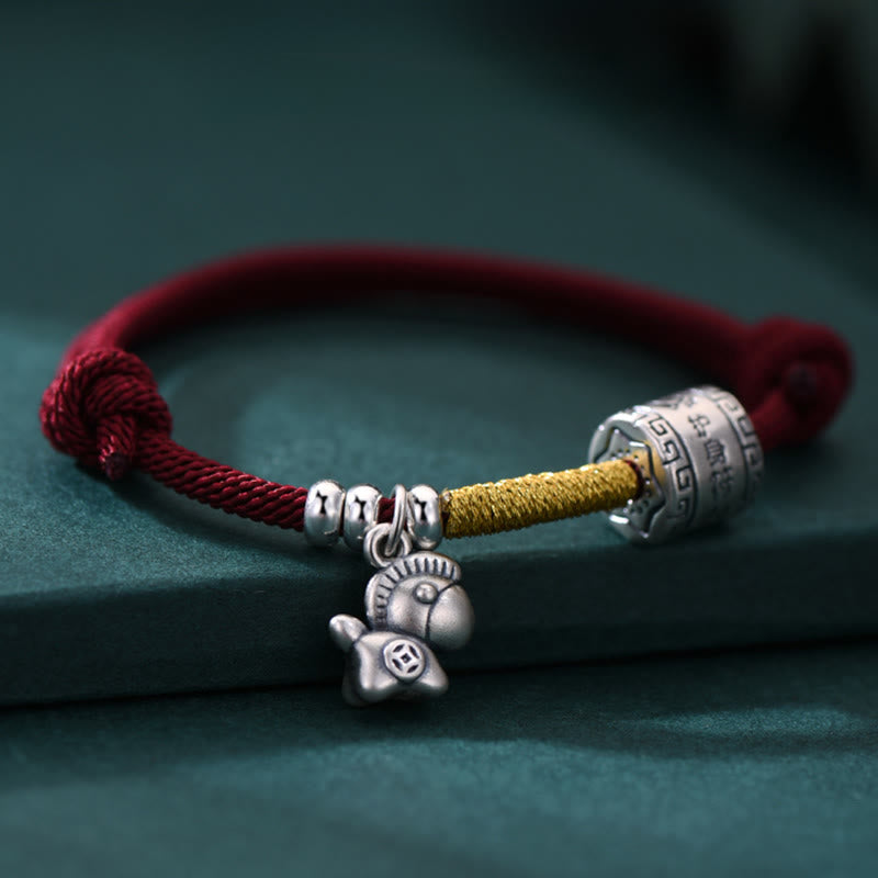 Buddha Stones 999 Sterling Silver Year Of The Horse Lucky Bead Protection Red Rope Bracelet - image 2