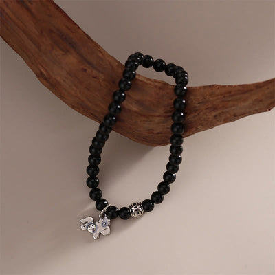 Buddha Stones Year Of The Horse 925 Sterling Silver Natural Black Obsidian Strength Bracelet - image 11