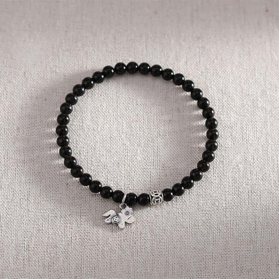 Buddha Stones Year Of The Horse 925 Sterling Silver Natural Black Obsidian Strength Bracelet - image 13