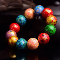Buddha Stones Multicolored Lacquer Craft Sandalwood Single Wrap Beaded Protection Bracelet - 20mm - image 0