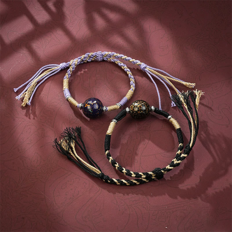 Buddha Stones Lacquer Craft Bead Multicolored Braided String Bracelet - image 11