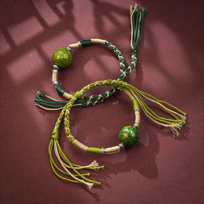 Buddha Stones Lacquer Craft Bead Multicolored Braided String Bracelet - image 10