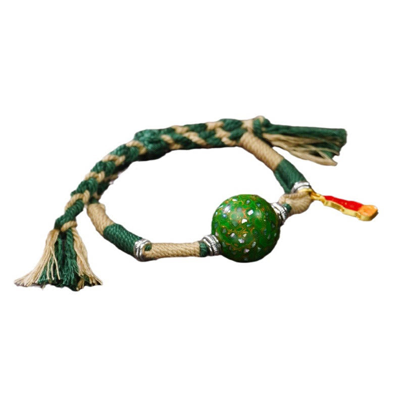 Buddha Stones Lacquer Craft Bead Multicolored Braided String Bracelet - image 9