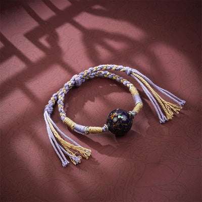 Buddha Stones Lacquer Craft Bead Multicolored Braided String Bracelet - Lavender - image 5