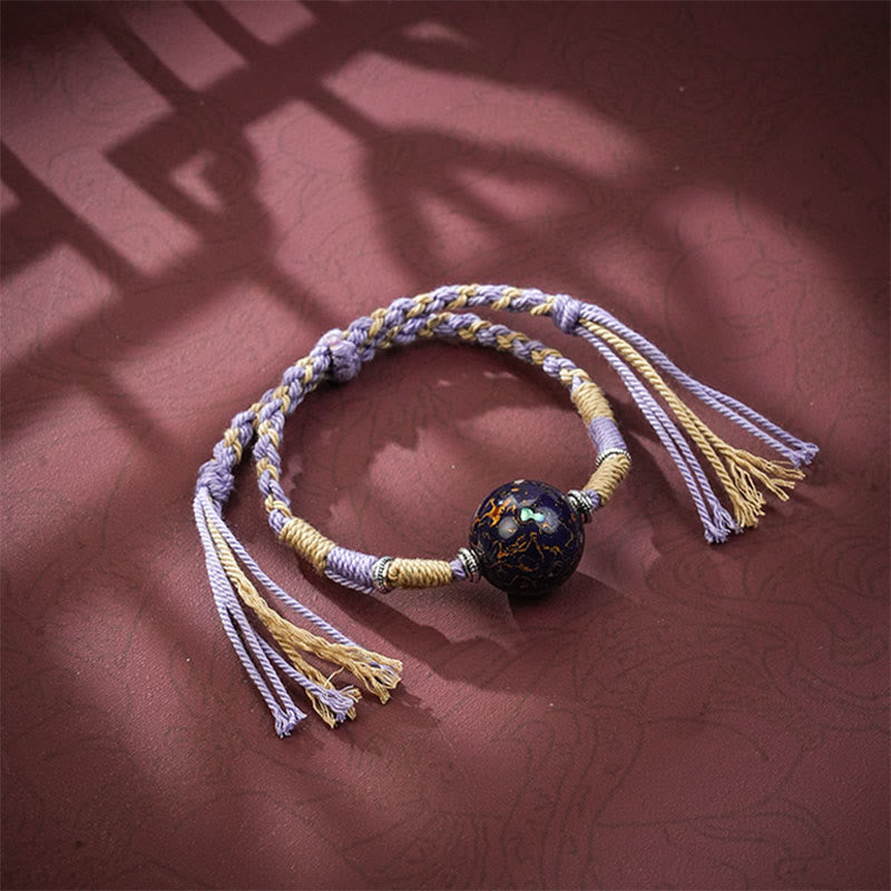 Buddha Stones Lacquer Craft Bead Multicolored Braided String Bracelet - Lavender - image 5