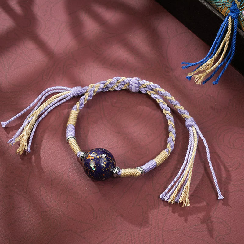 Buddha Stones Lacquer Craft Bead Multicolored Braided String Bracelet - image 6