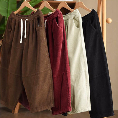 Buddha Stones Women's Drawstring Design Cotton Corduroy Thermal Fleece-Lined Pants With Pockets - image 10