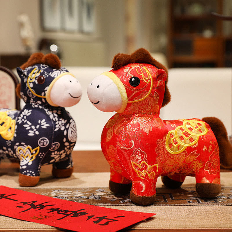 Buddha Stones Year of the Horse Copper Coins Plush Doll Home Decoration - image 0