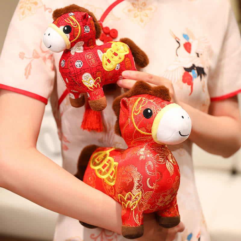 Buddha Stones Year of the Horse Copper Coins Plush Doll Home Decoration - image 3