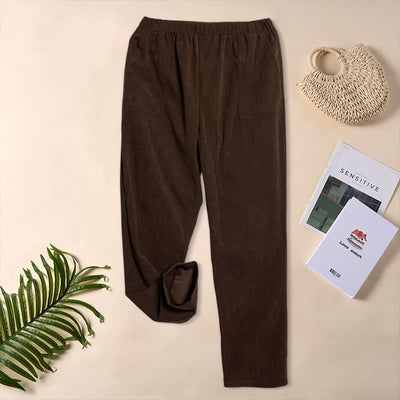 Buddha Stones Women's Commute Pure Color Corduroy Pants With Pockets - image 4
