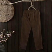 Foviel Women's Commute Pure Color Corduroy Pants With Pockets