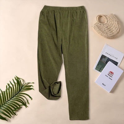 Buddha Stones Women's Commute Pure Color Corduroy Pants With Pockets - OliveDrab - US16，UK/AU20，EU48 (3XL) - image 23