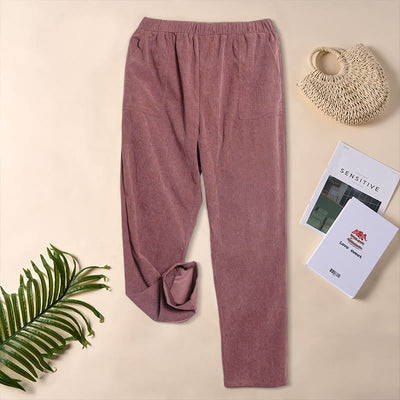 Buddha Stones Women's Commute Pure Color Corduroy Pants With Pockets - IndianRed - US16，UK/AU20，EU48 (3XL) - image 17