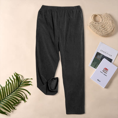 Buddha Stones Women's Commute Pure Color Corduroy Pants With Pockets - Black - US16，UK/AU20，EU48 (3XL) - image 13