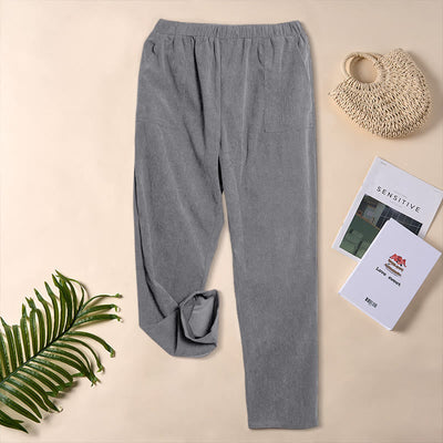 Buddha Stones Women's Commute Pure Color Corduroy Pants With Pockets - DarkGray - US16，UK/AU20，EU48 (3XL) - image 15