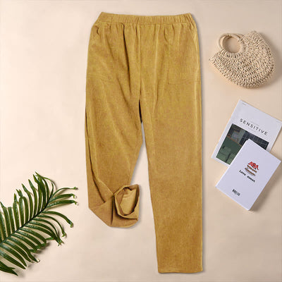 Buddha Stones Women's Commute Pure Color Corduroy Pants With Pockets - Goldenrod - US16，UK/AU20，EU48 (3XL) - image 19