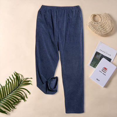 Buddha Stones Women's Commute Pure Color Corduroy Pants With Pockets - DarkBlue - US16，UK/AU20，EU48 (3XL) - image 21
