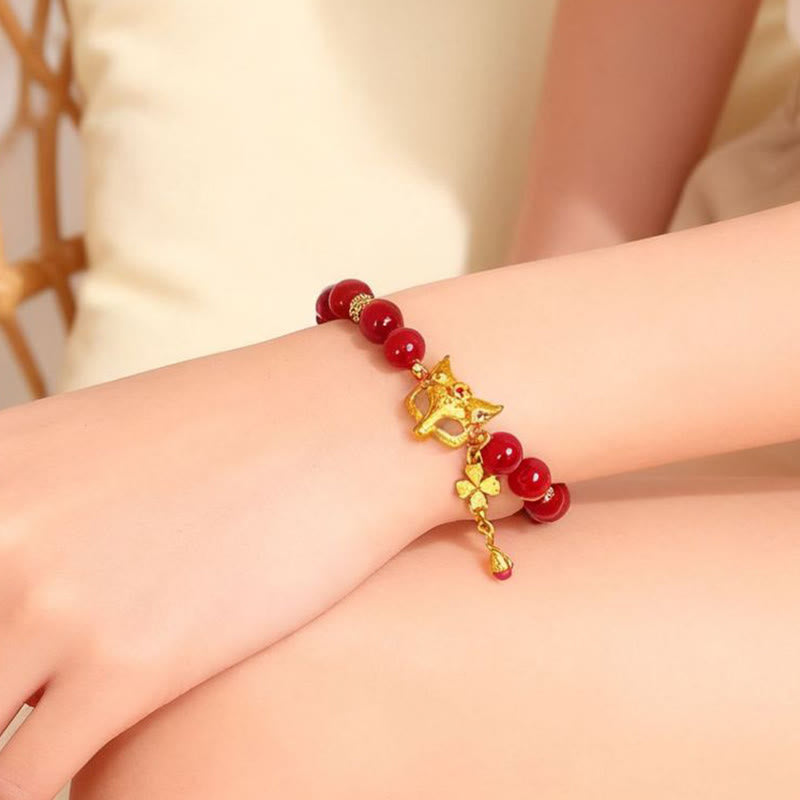 Buddha Stones Nine Tailed Fox South Red Agate Success Bracelet - image 6