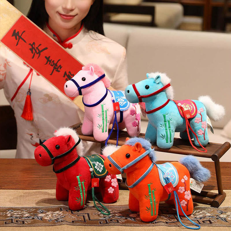 Buddha Stones Year of the Horse Bamboo Dragon Lotus Phoenix Plush Doll Home Decoration - image 1