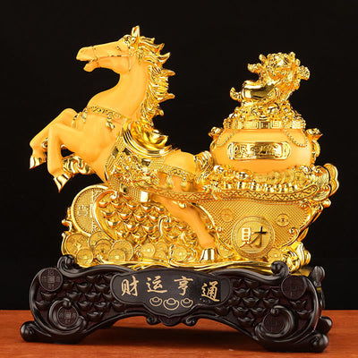 Buddha Stones  "Good Fortune" Year of the Horse Treasure Bowl Ingots Wealth Resin Home Decoration - image 5