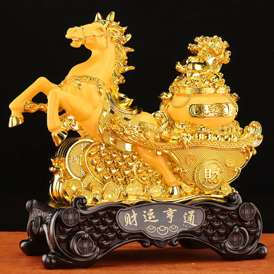 Buddha Stones  "Good Fortune" Year of the Horse Treasure Bowl Ingots Wealth Resin Home Decoration - image 3