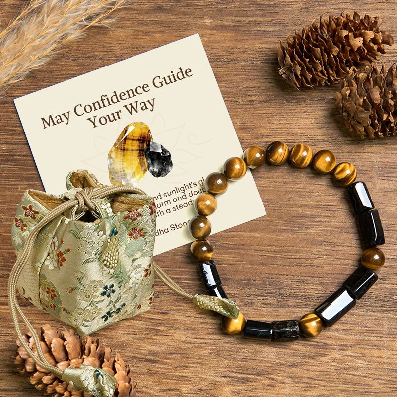 Buddha Stones "May Confidence Guide Your Way" Black Tourmaline Bracelet Includes Gift Message Card - Black Tourmaline&Tiger Eye - Deluxe Gift Bag (+$12.59) - image 7