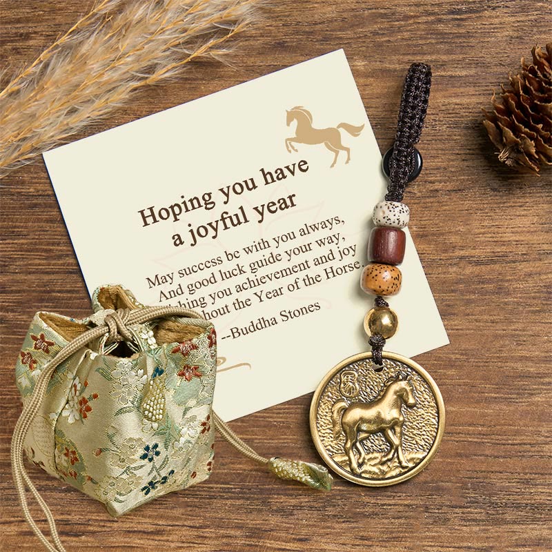 Buddha Stones "Hoping You Have a Joyful Year" Year of the Horse Keychain Includes Gift Message Card - Horse - Deluxe Gift Bag (+$12.59) - image 4
