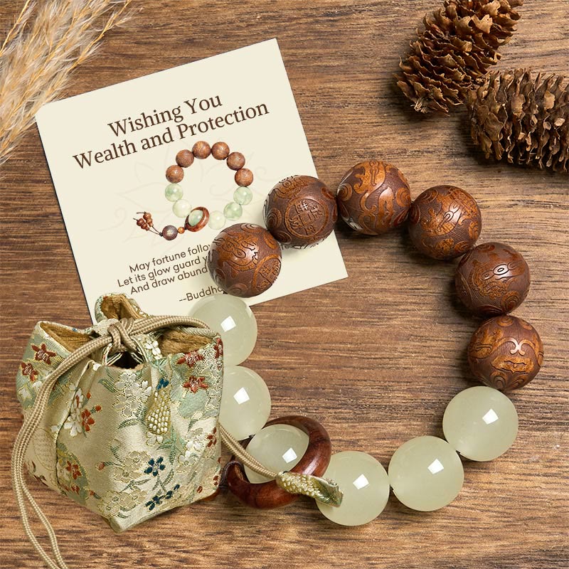 Buddha Stones "Wishing You Wealth and Protection" Sappan Wood Bracelet Includes Gift Message Card - Sappan Wood(Wrist Circumference: 15-18cm) - Deluxe Gift Bag (+$12.59) - image 6