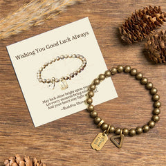Buddha Stones "Wishing You Good Luck Always" Pure Copper Brass Bracelet Includes Gift Message Card - 7.9-8.3in(20-21cm) - Standard Gift Box - image 0