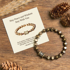 Buddha Stones "Wishing You Balance and Strength" Brass Amulet Bracelet Includes Gift Message Card - 20-21cm - Standard Gift Box - image 0