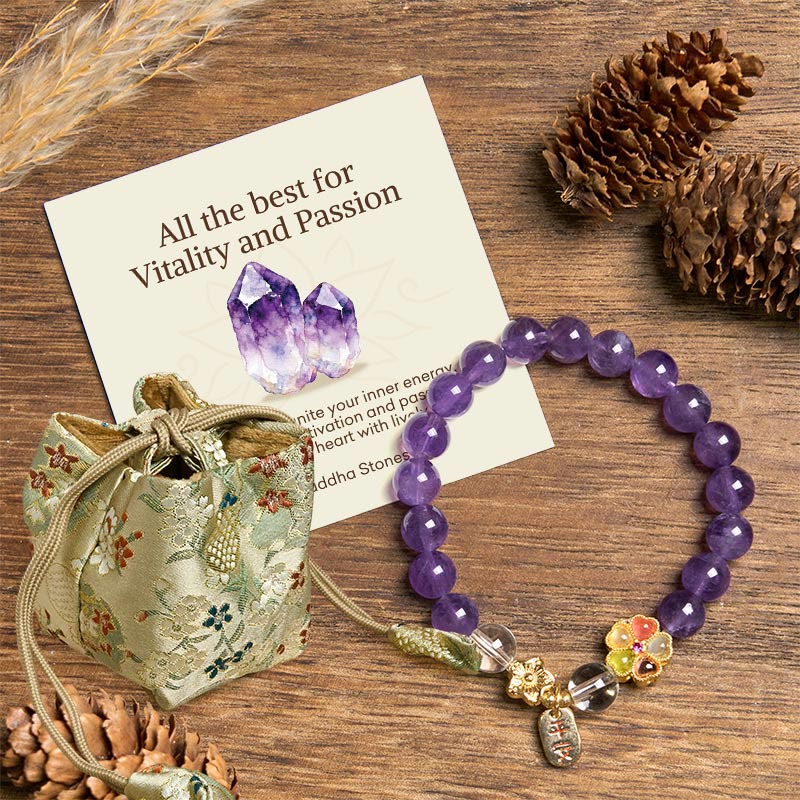 Buddha Stones "All the best for Calm and Wisdom" Amethyst Safe Bracelet Includes Gift Message Card - Amethyst(Wrist Circumference: 14-17cm) - Deluxe Gift Bag (+$12.59) - image 8