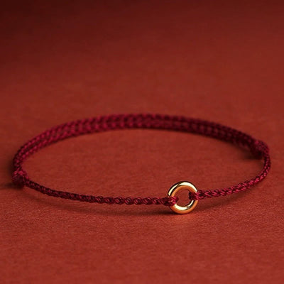 Buddha Stones Small Peace Buckle Red String Connection Braided Adjustable Bracelet Anklet - image 1