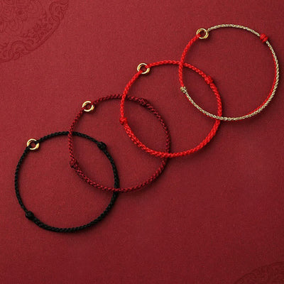 Buddha Stones Small Peace Buckle Red String Connection Braided Adjustable Bracelet Anklet - image 13