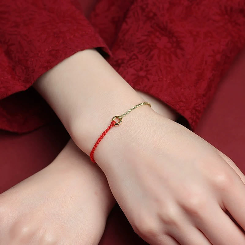 Buddha Stones Small Peace Buckle Red String Connection Braided Adjustable Bracelet Anklet - image 12