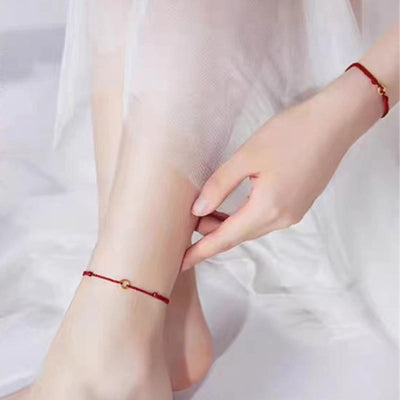 Buddha Stones Small Peace Buckle Red String Connection Braided Adjustable Bracelet Anklet - image 15