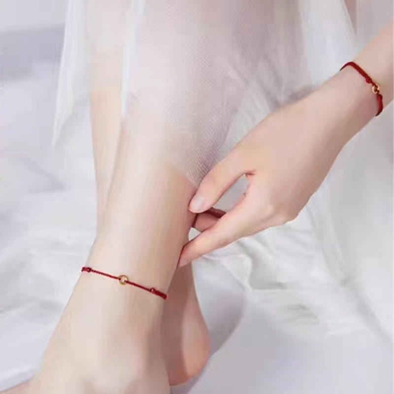 Buddha Stones Small Peace Buckle Red String Connection Braided Adjustable Bracelet Anklet - image 15