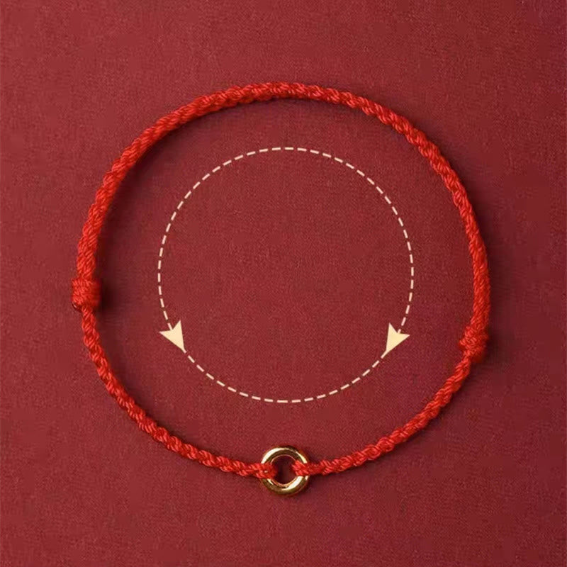 Buddha Stones Small Peace Buckle Red String Connection Braided Adjustable Bracelet Anklet - image 7