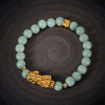 Buddha Stones Golden Pi Xiu Charm Jade Luck Prosperity Beaded Bracelet - image 3