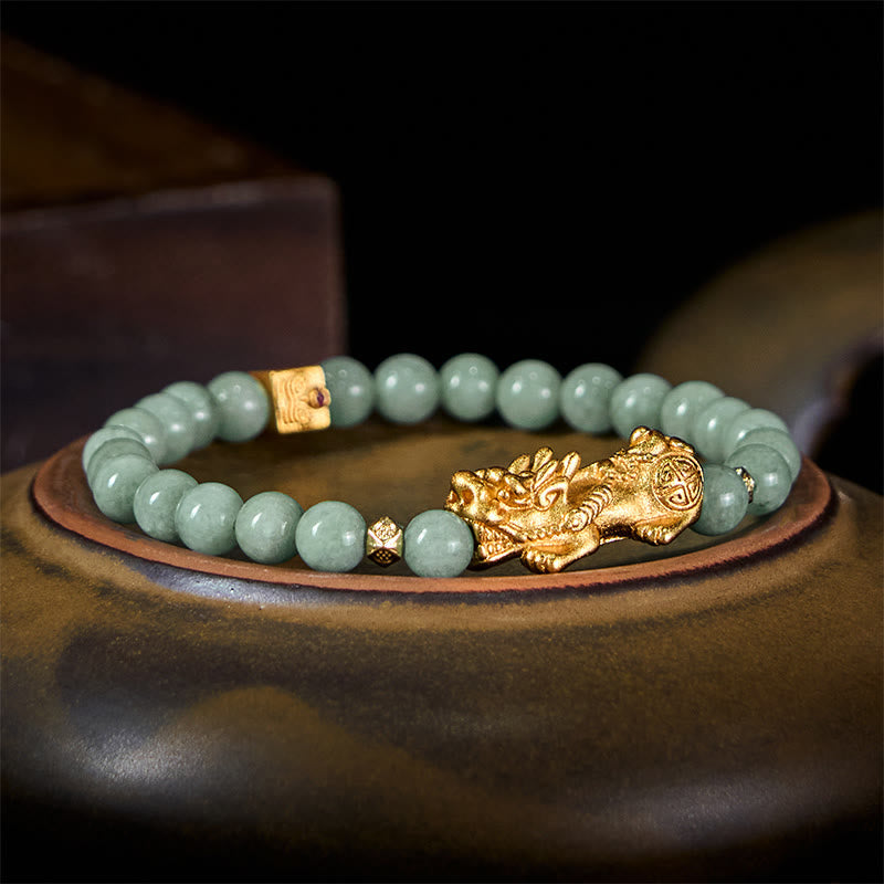 Buddha Stones Golden Pi Xiu Charm Jade Luck Prosperity Beaded Bracelet - image 10